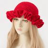 Handmade crochet ruffled wave hat for men and women, solid color knitted hat,breathable and comfortable,suitable for all seasons