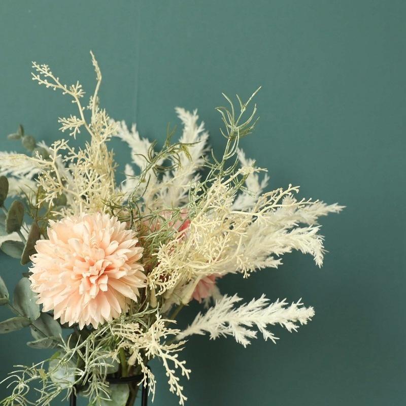 NEW Artificial Flower Dandelion Eucalyptus Hybrid Bouquet Wedding Green Plant Decoration Home Decoration Fake Flower