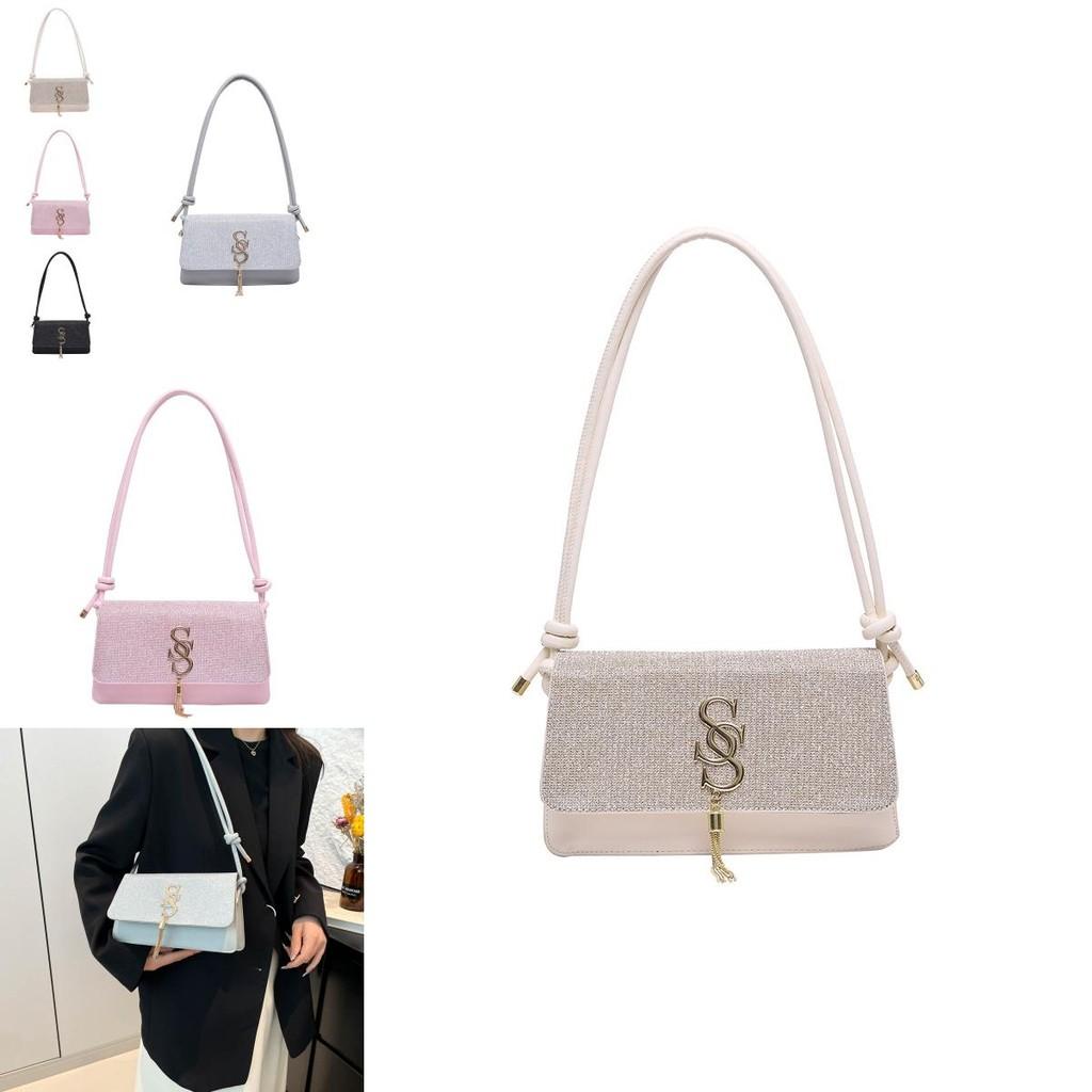 Chic Fashionable Tassel Small Square Bag For Women In Stylish Black Pink Khaki Silver