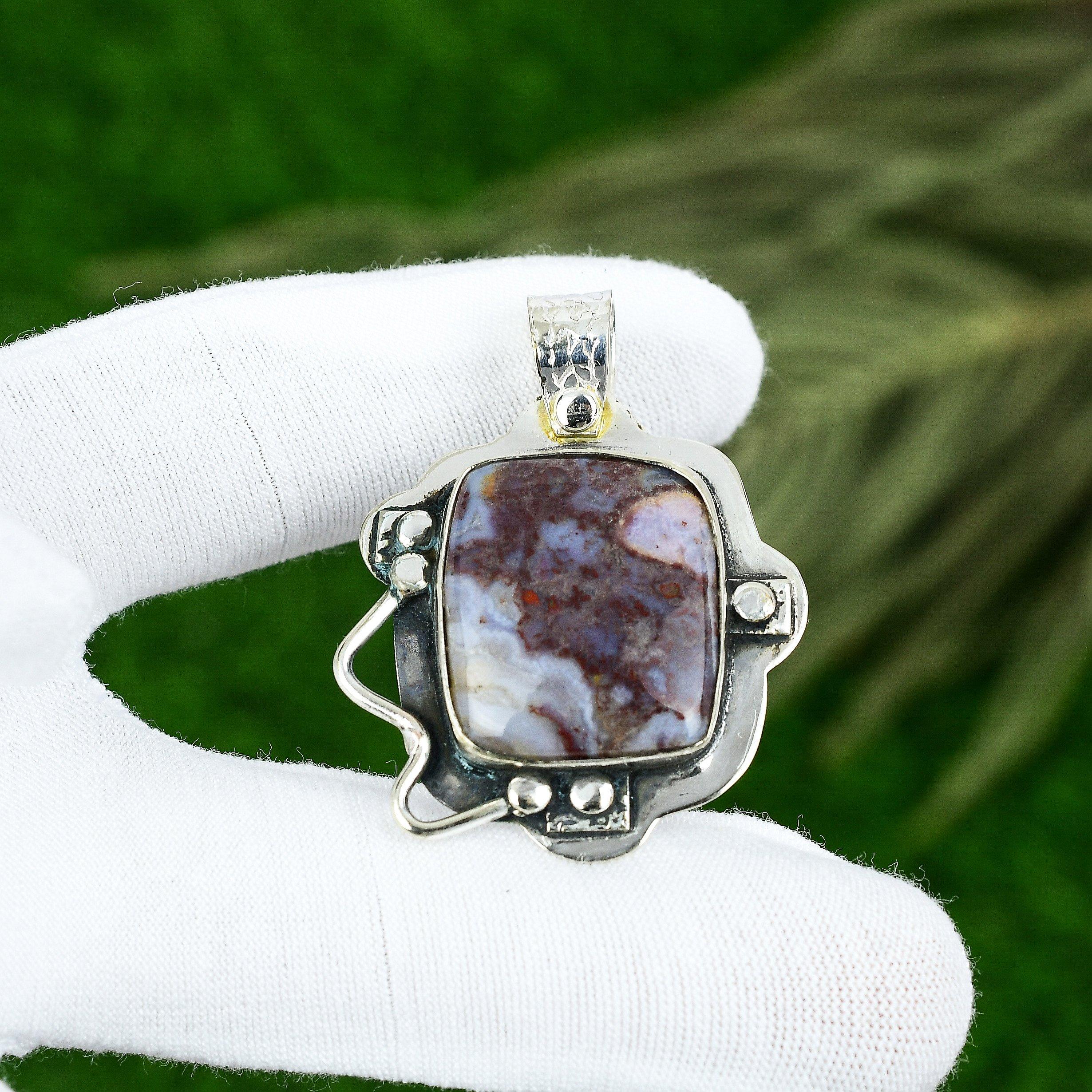 Rainbow Jasper Stone 925 Silver Artisan Handcrafted Wedding Daughter New Pendant