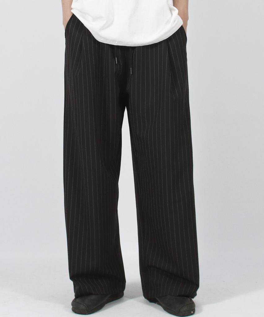 Deumakeu M Solid Stripe Wide Pants Black