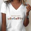 Hübsches Dackel Grafik T-Shirts Damen Lässig Hundemama Oberteil Hundeliebhaber Geschenk T-Shirt Kleidung Niedliches Dackel Damen V-Ausschnitt T-Shirt