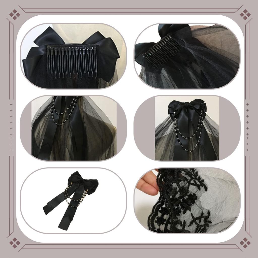 Kopfschmuck Gothic Lolita Hut Blumenkopfschmuck Spitzenschleier Lolita Charm Blumendekoration Halloween Kopfaccessoire Gothic Punk Lolita Kopfschmuck Bühne