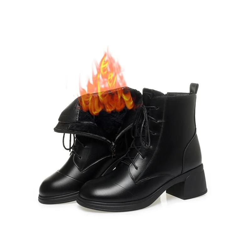 

5.5см Ботинки из мягкой кожи в британском стиле Женские туфли на платформе Осень Зима 2025 Средний блочный каблук Теплые ботильоны из короткого плюша Офис 40