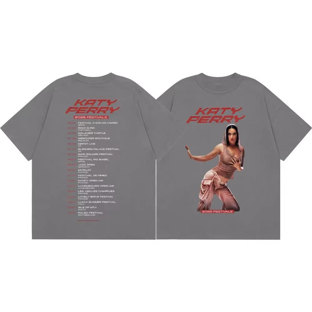 Vintage Washed Katy Perry The Lifetimes Tour 2026 Pop Music Tour Merch Graphic T-shirt Men Women Printed Tee Summer Casual Fashion Clothing Unisex