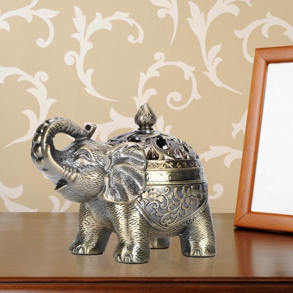 Elephant Shaped Incense   Aromatherapy Ornament for Living Room Entryway Bedroom(Bronze )
