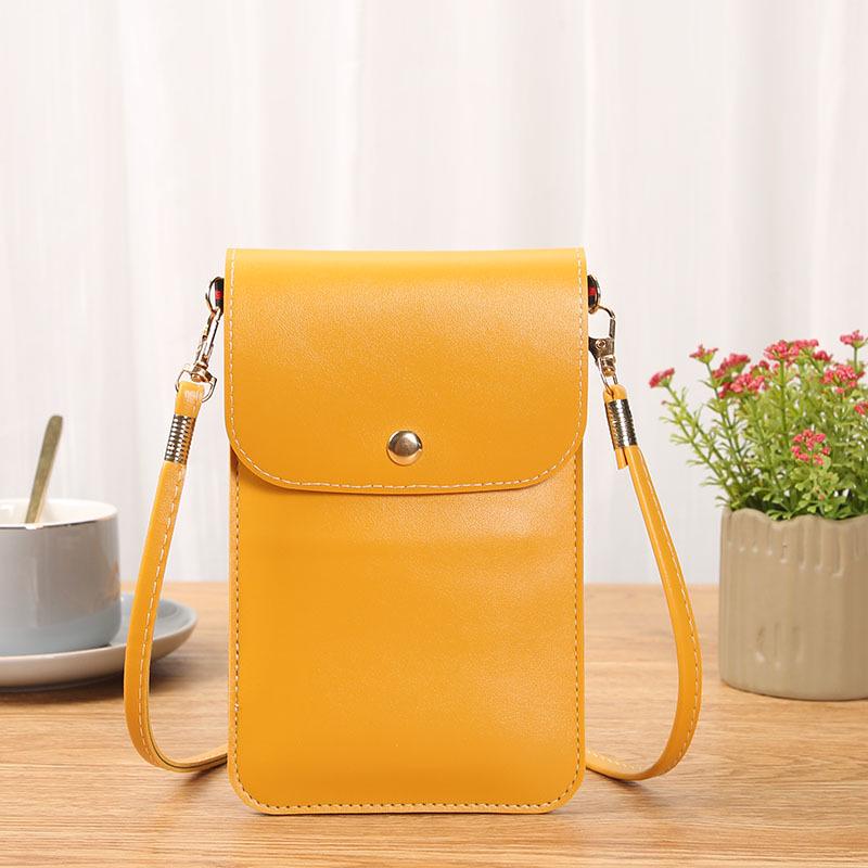 

Сумка для мобильного телефона через плечо в стиле ретро - однотонный мини-кошелек жёлтый