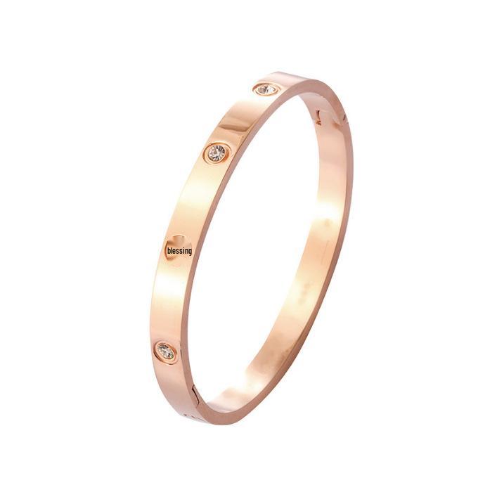 Korean Fashion Four-Leaf Clover Rose Gold Open Bangle - Versatile & Stylish Bracelet