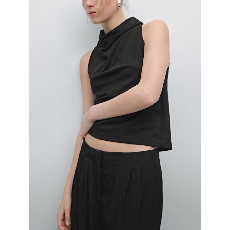Za2025 Summer New Women Clothes Elegant Commuter Draped Collar Sleeveless Shirts Top 06892110 800