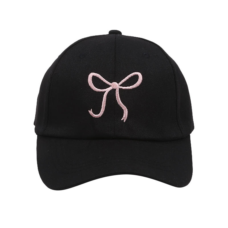 Bow Tie Baseball Cap Female Big Head Baseball Cap American Wide Brim Retro Trend Embroidery Duck Tongue Cap