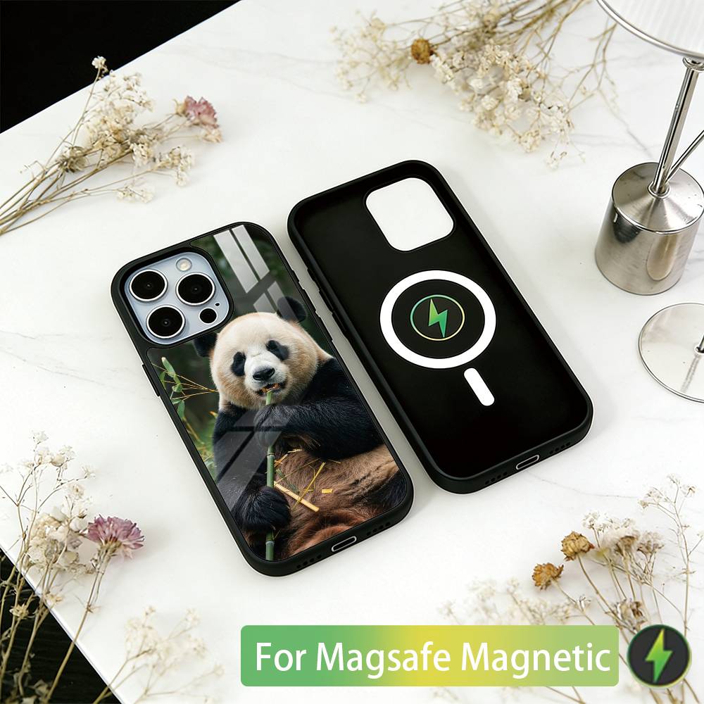 Animal Panda Phone Case For iPhone17,16,15,14,13,12,11 Plus,Pro Magnetic For Magsafe Wireless Charging