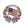 US Independence Day Flag Rhinestone Brooch - Laurel Commemorative Flower Badge