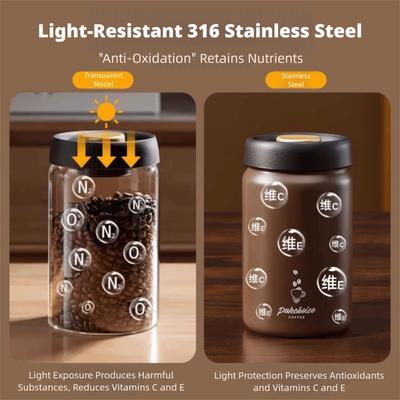 316 Stainless Steel Vacuum Coffee Storage Container Keep Fresh Kitchen Tool Light-proof Tea Jar Moisture-proof