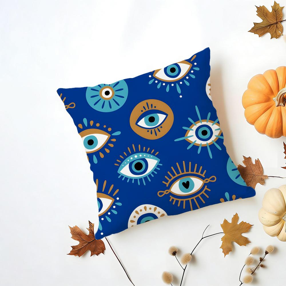 Mystic Protective B-Evil Eye Art Print Cushion Cover Washable Linen Pillowcase Soft For Daily Sofa Bed Home Room Decor