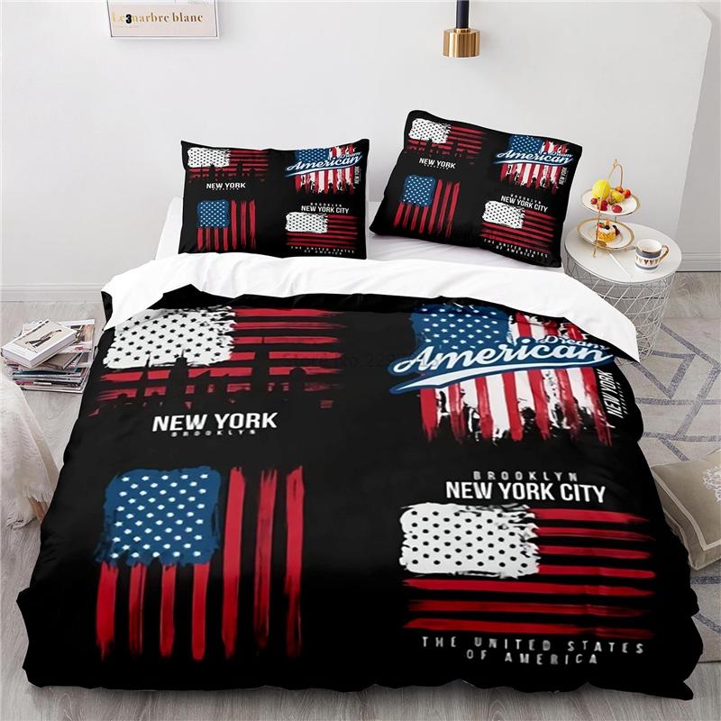 Nový design Americká vlajka 3D Ložní souprava Potisk Povlak na přikrývku Set povlaku na přikrývku s povlakem na polštář Au Eu Us Velikost Twin Full Queen King