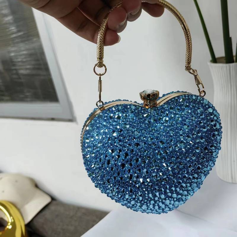 Acrylic Heart Shaped Mini Handbag With Rhinestones And Chain For Evening Wear
