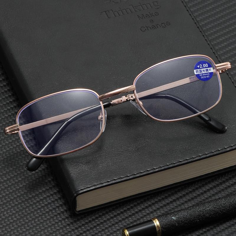 Source Folding Reading Glasses Anti-Blue Light Far And Near Dual-Purpose Metal Full Frame High Definition Resin Lens Flower Glasses