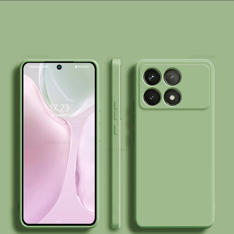 

Противоударный защитный чехол для Poco X6 Pro Case Жидкие силиконовые чехлы для телефонов For POCO X6 5G мятный зеленый