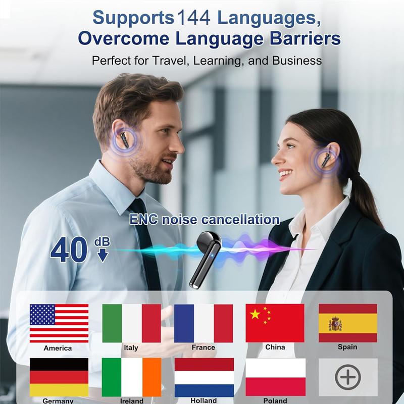 Real Time Earbuds TWS AI Language Translator Wireless Earphone for iPhone Android with 144 Online Languages Trending Products