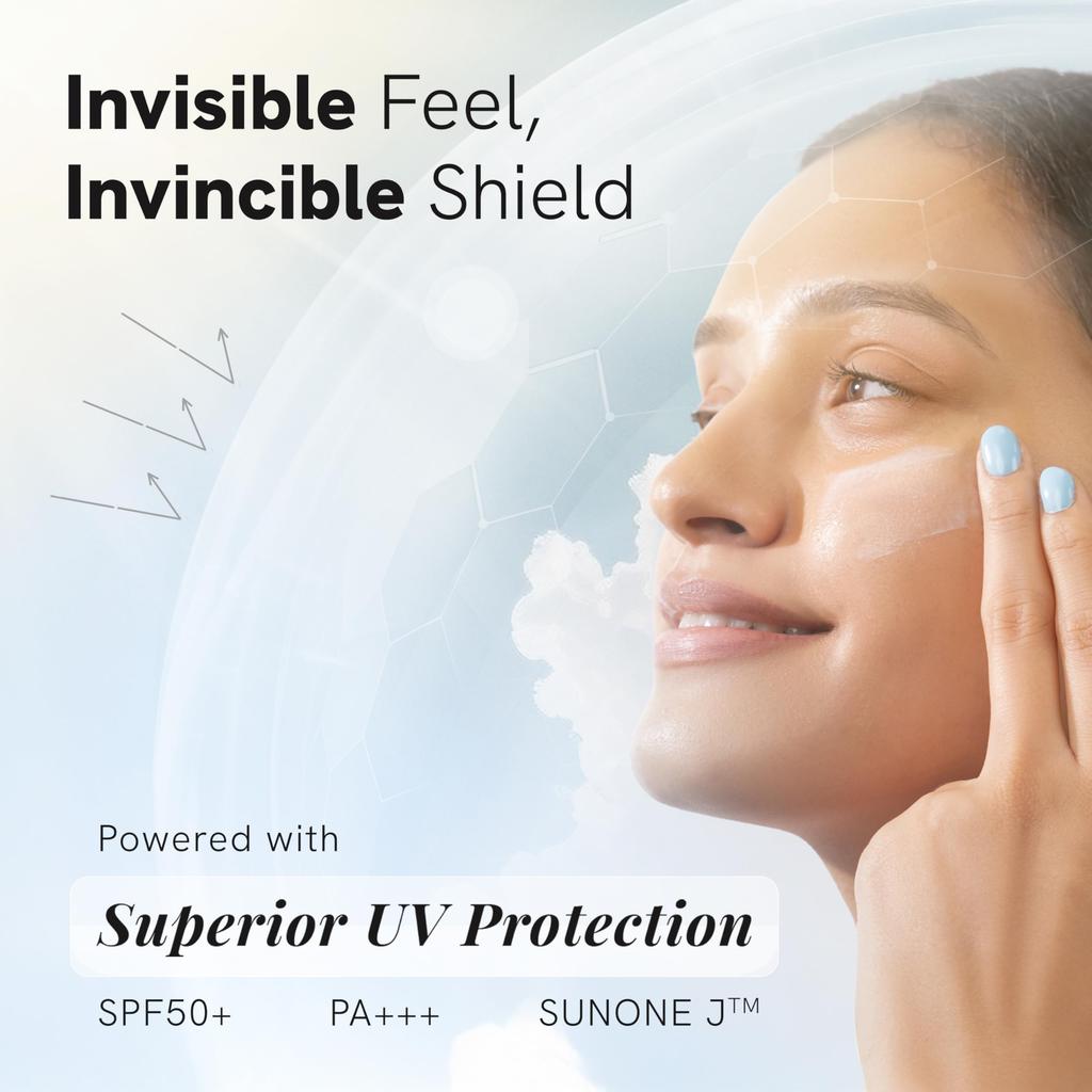Be Bodywise Ultra Light Sunscreen SPF 50 PA+++ for Oily, Dry, Acne-prone Skin | Broad Spectrum Protection & Blue Light Protection | No White Cast