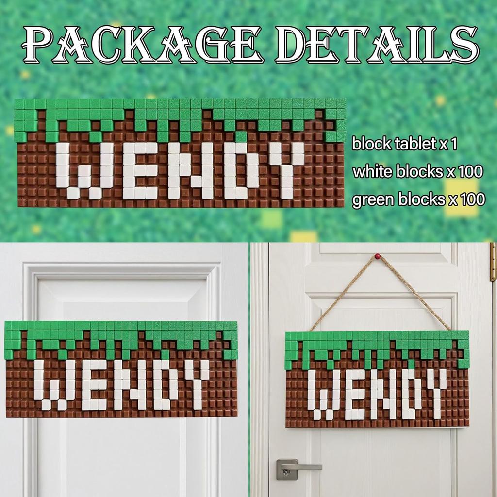 Gaming Room Decor, Pixel Sign, DIY My Wall Art Sign, Bedroom World Decorations Door Signs Craft, 10x3 Inches for Kids Girls Fans Birthday Stuff