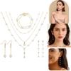 Lightweight French Pearl Necklace And Earring Set With Geometric Design For Elegant Women