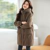 Women's Plus Size Fleece Lined Cotton Jacket Mid Length Quilted Warm Stylish Coat for Mom Middle Aged