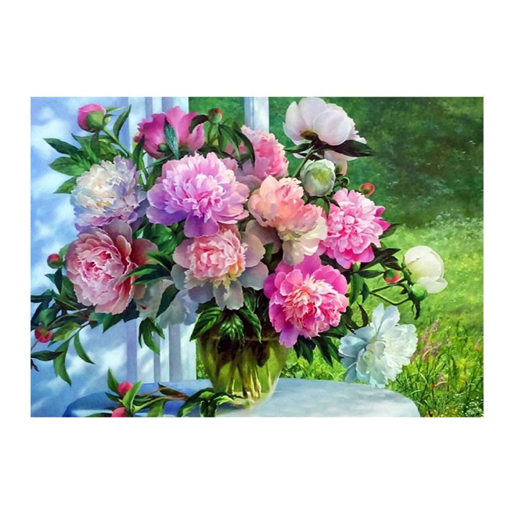 Huacan 5D DIY Vollbohrer Diamantgemälde Blume Kreuzstich Stickerei Mosaik