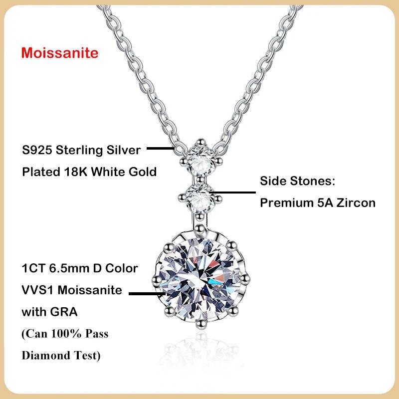 

Новое сверкающее ожерелье с подвеской в ​​цвете D, 1 карат, 6,5 мм, из муассанита для женщин, вечерние, из стерлингового серебра 925 пробы, с бриллиантами, на шею, цепочки и ожерелья About 21-50cm&1 Carat 6.5mm