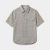 Weekhour Pocket Stripe Half Shirt Khaki