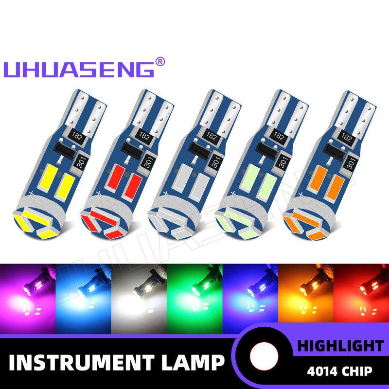 UHUASENG 8PCS Led T5 Bulb Non Polar 7SMD trument Dashboard Plate Panel Meter Warning Signal Lamp Car Indicator Light Red Blue T5