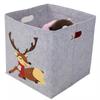 Gray Felt Fabric Storage Box with Cartoon Animals for Kids Rooms