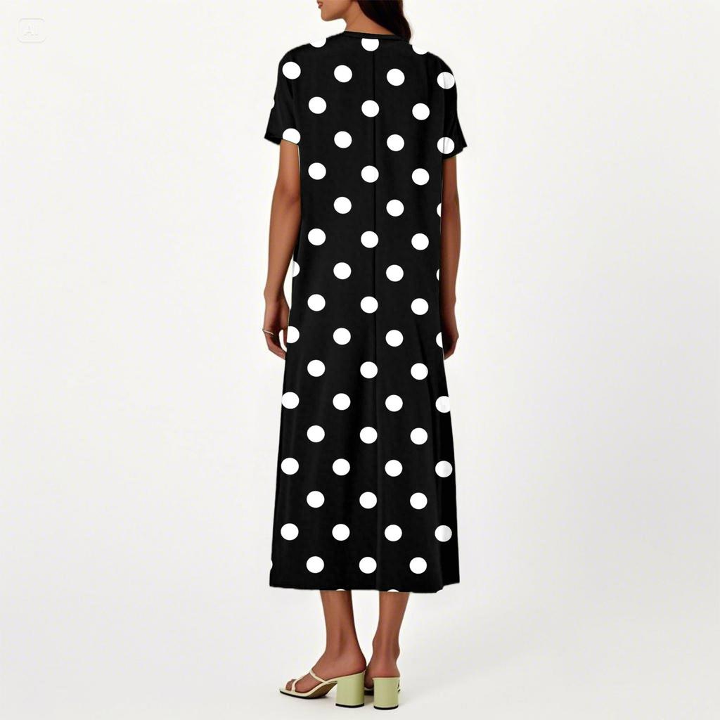 Fashion Women's Summer V-Neck Short Sleeve Vintage Floral Print Beach Dress