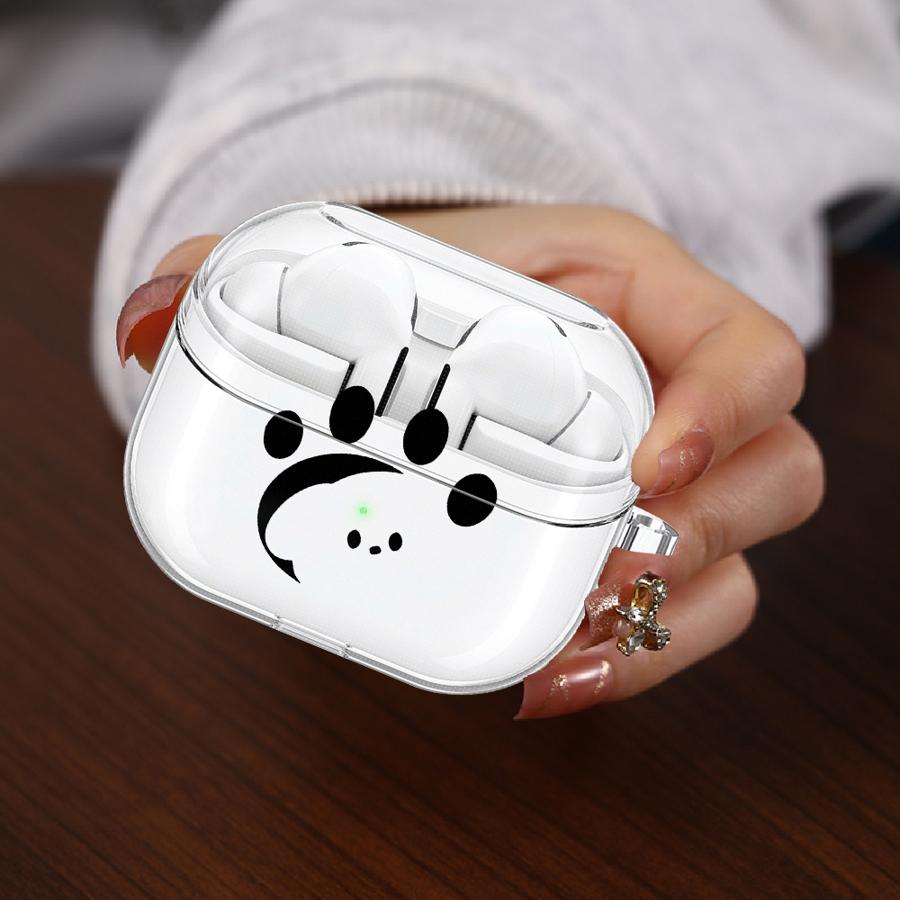 Cute Footprint Kitten Dog Case For Samsung Galaxy Buds 4Pro 4 Pro Live 2 3 FE 3Pro 2Pro Clear Earphone Cases Cover With Hook
