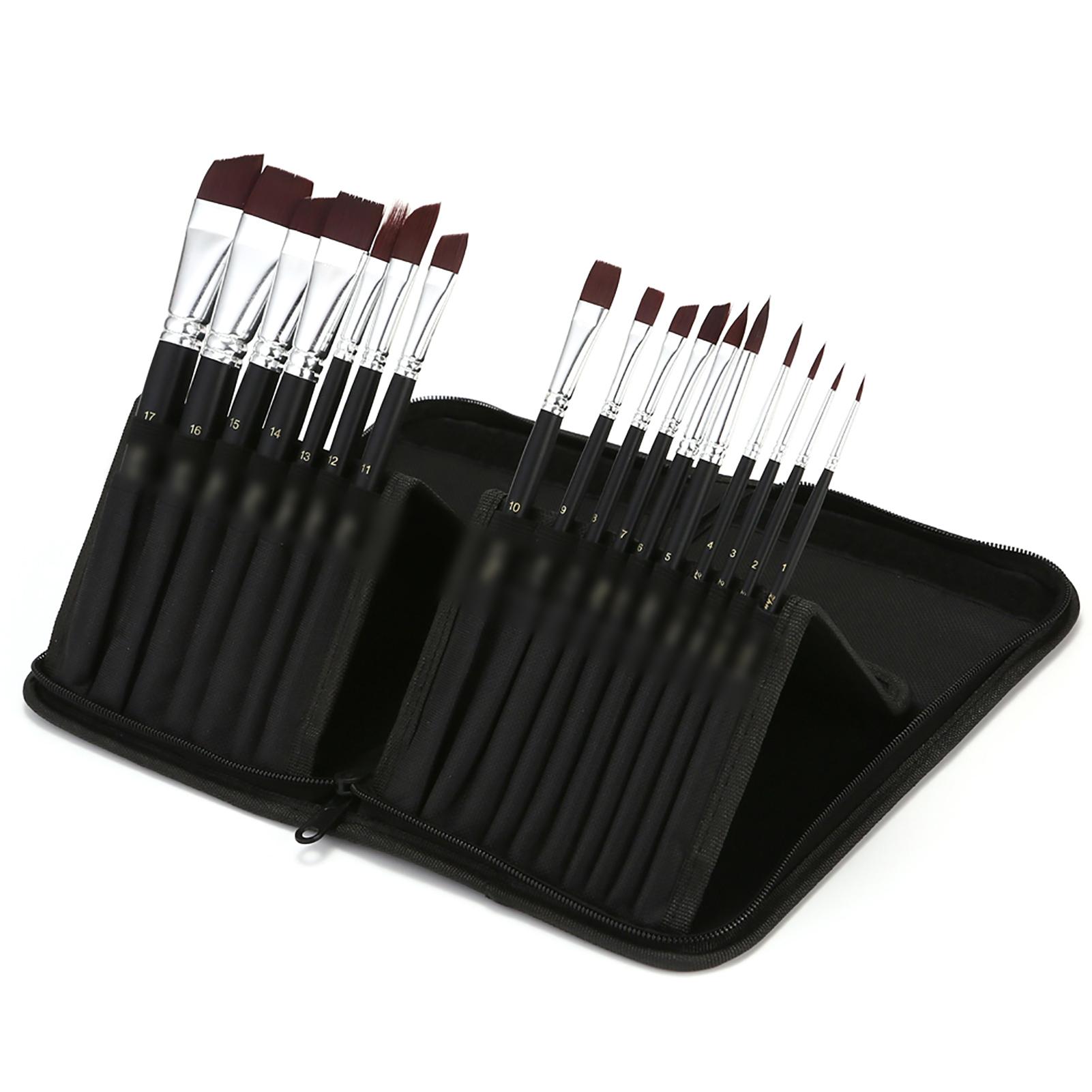 

Acrylic Paint Brush Set of 17, Professional Paint Brushes for Artists, Nylon Hair for Watercolor, Oil, Tempera, Nail, Body, Face Drawing, with