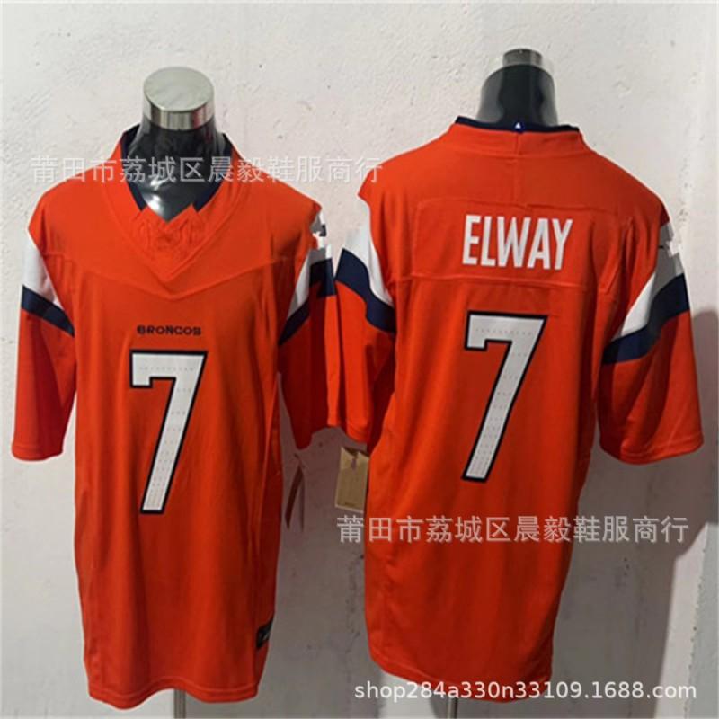 Mens NFL Style Rugby Jersey With Embroidered Numbers 7 Elway 33 Williams 10 Nix 2 Broncos Team