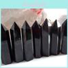 100 Obsidian Naturschwarzer Quarz Kristallstein Spitze Heilung Sechseckiger Stab