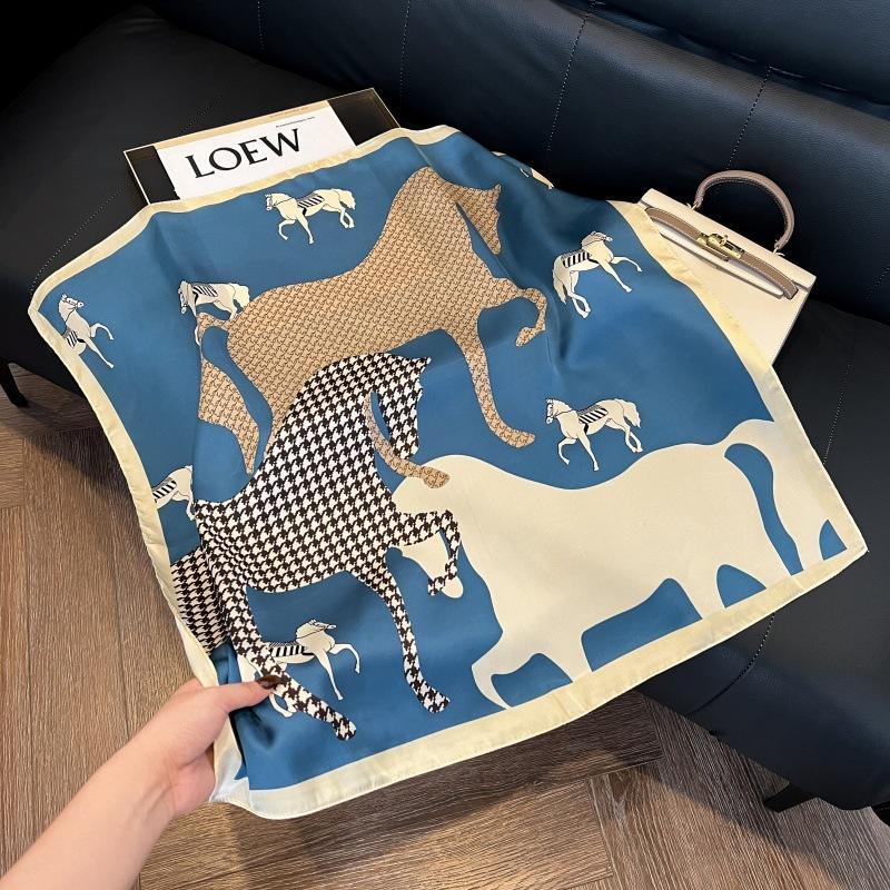 New silk scarf women's fashion versatile high-end small square scarf Korean version neck protection scarf spring and autumn retro scarf binding bag