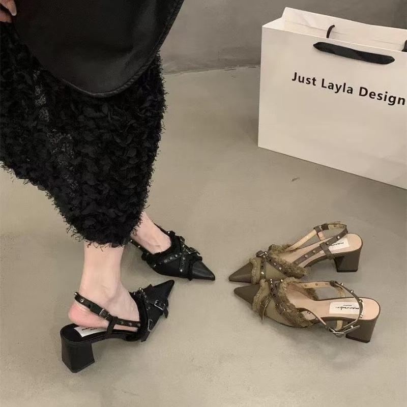 Fashion Women High Heel Shoes French Black Temperament Bag Head Sandals Women Elegant Fad Pumps Banquet Party Wedding Shoe Zapatos Mujer