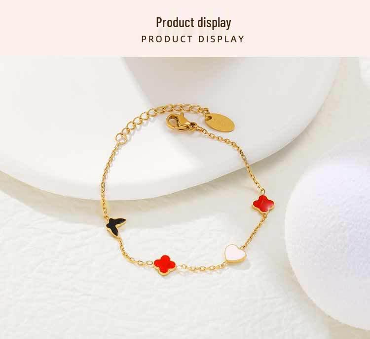 Schmetterling Herz Kleeblatt Titanstahl Armband - Modischer Leichter Luxus Schmuck