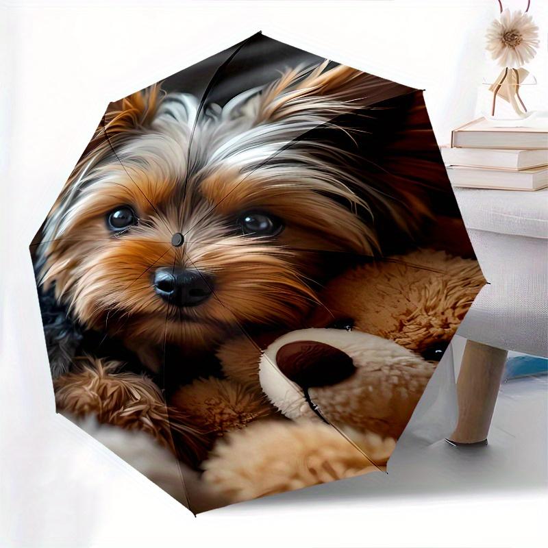 Dog,Teddy Bear Automatic Folding Umbrella  8 Ribs Lightweight Design, Durable Iron Frame, Compact and Portable, Ideal Birthday or Christmas