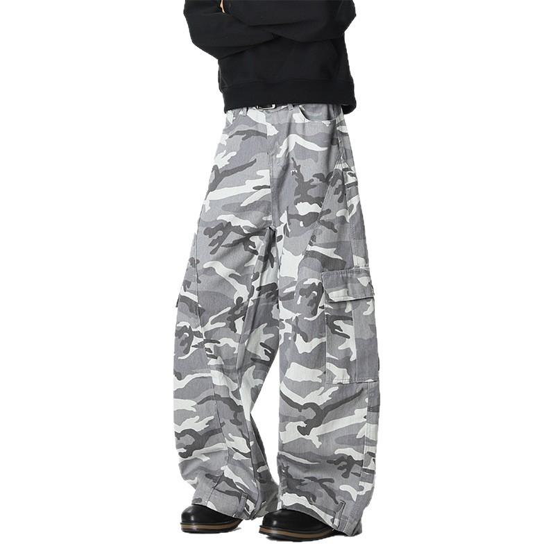 Camouflage Work Pants Men's Autumn Wide Leg Pants Retro Loose Casual Pants