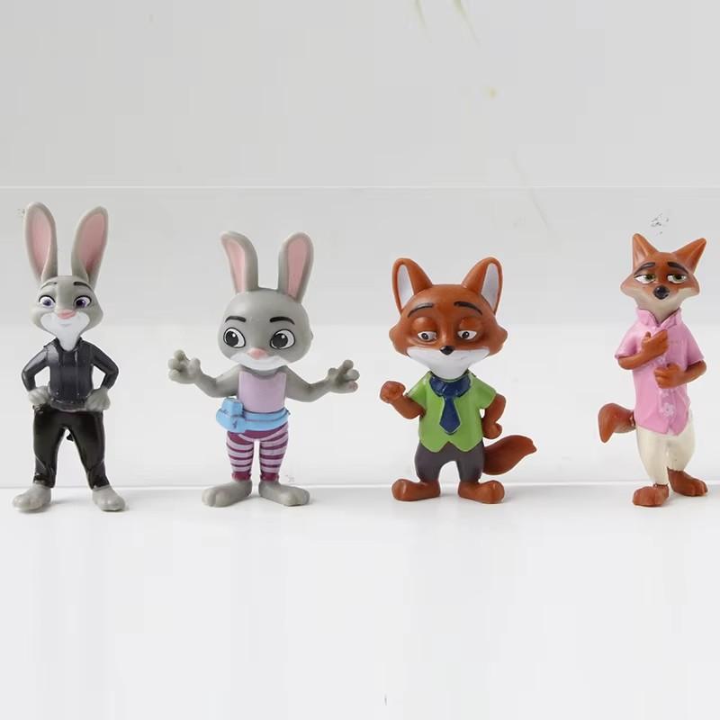 12Pcs Zootopia Cartoon Anime Figure Nick Fox Judy Zootropolis Utopia Action Figure Toys Kids Room Ornaments Cake Topper