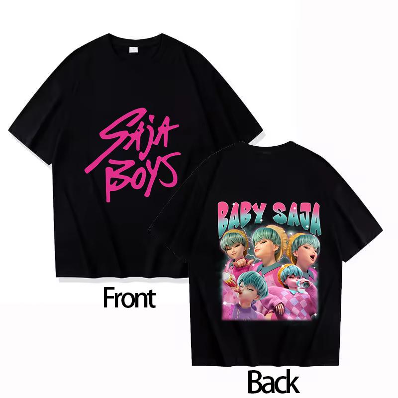 Boys Girls T-shirt Hot KPOP Demon Hunter Tiger Derpy Parent-child Cotton Round Neck Girls Short-sleeved Comfortable Adult Top