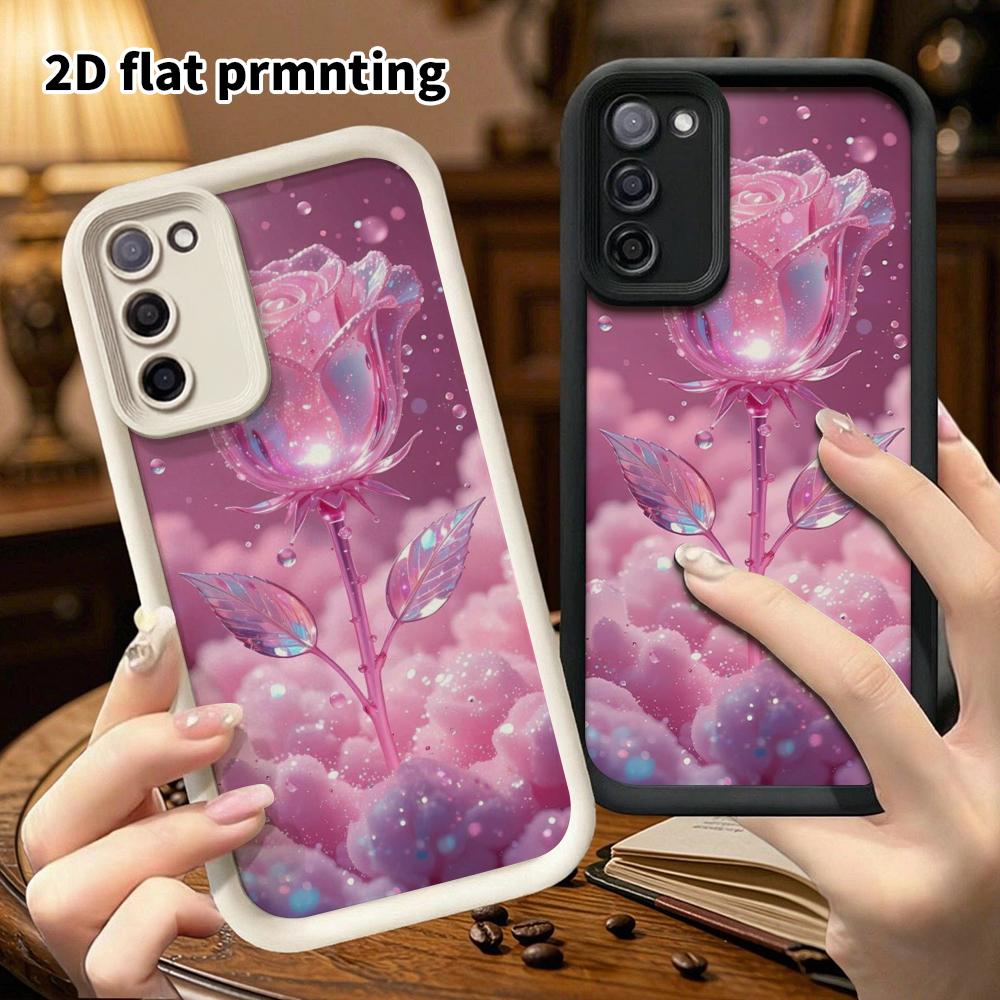 Phone Case: 2D Flat Samsung Galaxy A34 A35 M05 M06 S20 S22 S21 FE Plus 5G Gradient Protective Case, Pink Rose, Christmas and Halloween Gift