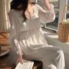 V-neck Summer Pajamas for Women Pajama Women Spring and Autumn Long Sleeve Modal Lace Mesh Sweet Princess Style Home Dress Set