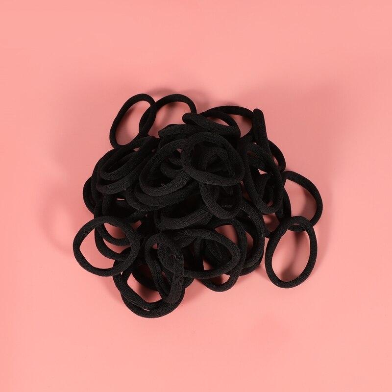 Black Towel Ring 50pcs High Elasticity Seamless Rubber Headdress Hair Ring