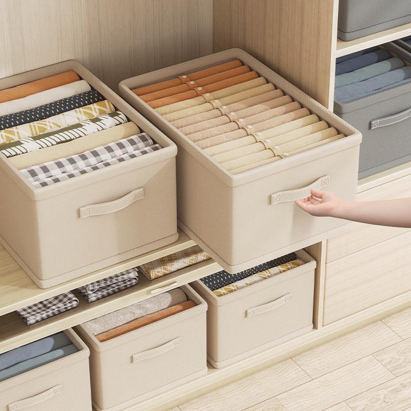 Clothing Storage Box With Foldable Cotton Linen Material For Bedroom Closet Organization