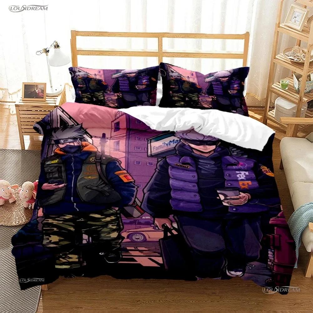 Cartoon Anime J-Jujutsu K-Kaisens Comfortable Duvet Quilt Cover Pillowcase Bedding Set Children Bedroom Decoration Home Textile