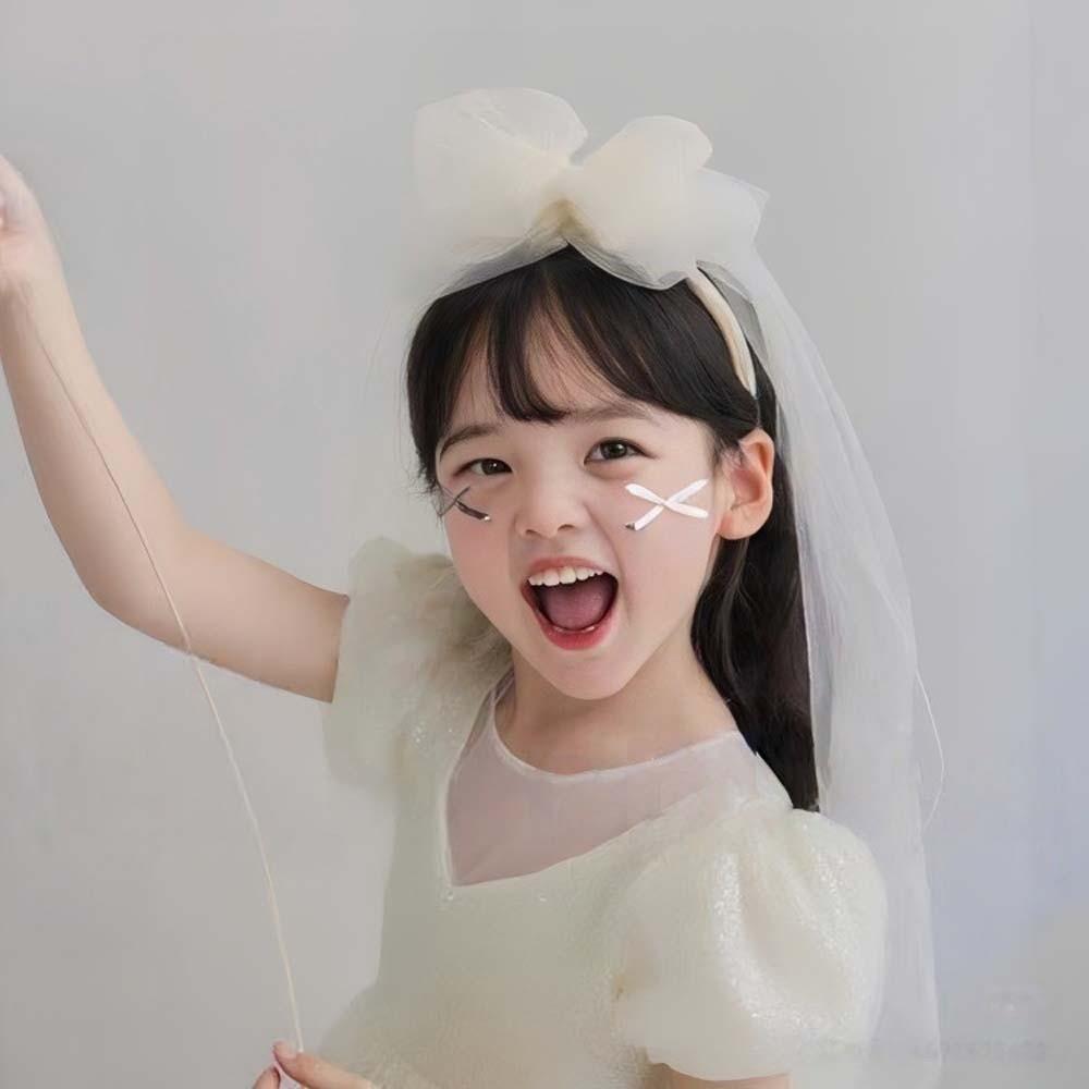 Flowing Bow Veil Hair Hoop Polyester Bridal Tulle Fashion Girls Head Gauze Party Cosplay